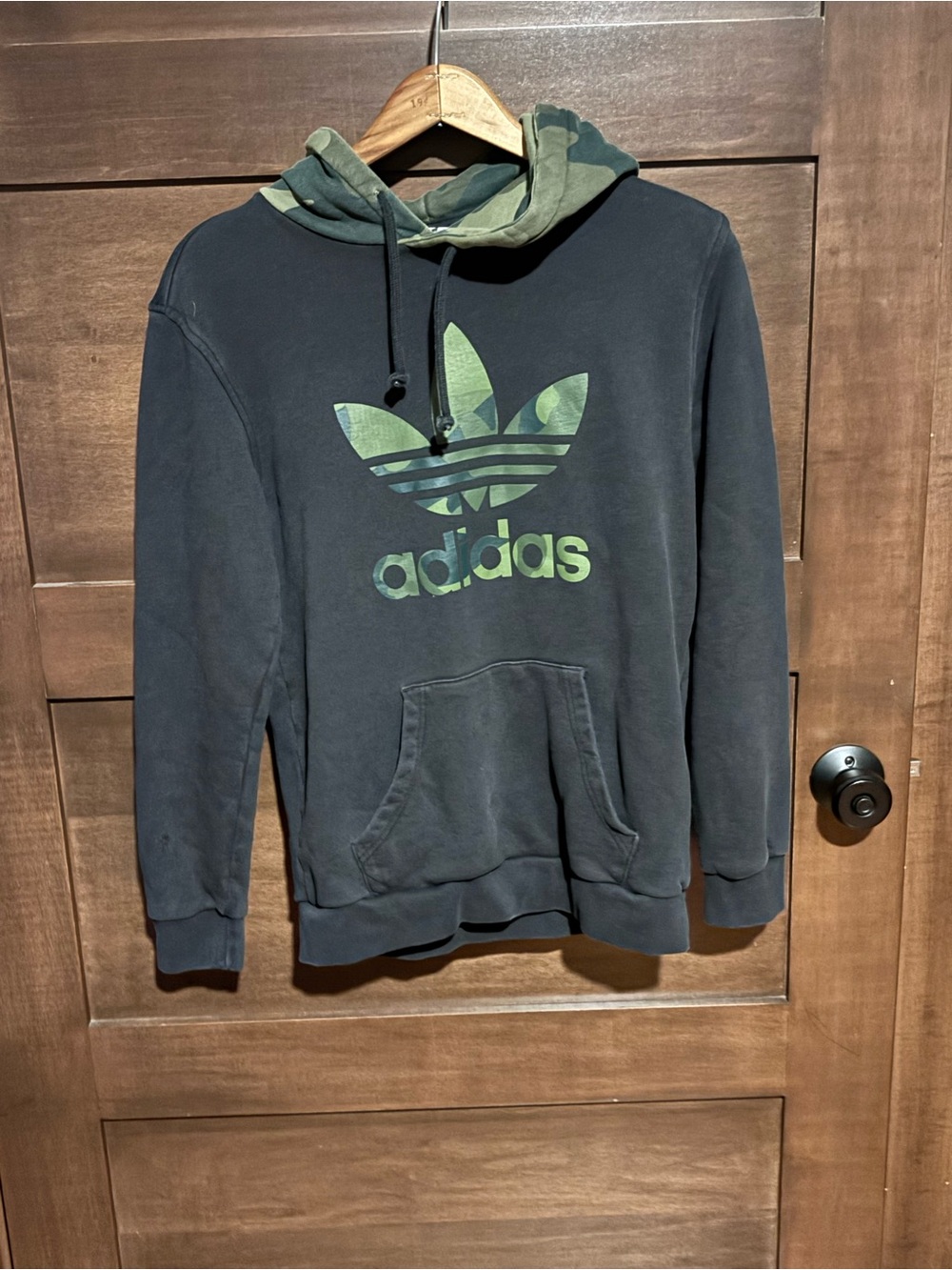 Adidas Men’s Black Hoodie with Green Trefoil Logo
